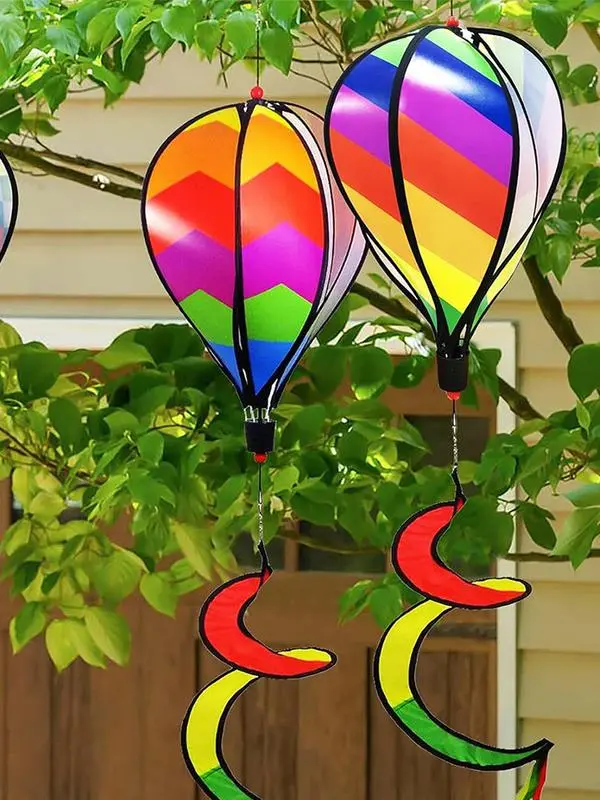 Wind Spinners Outdoor Hot Air Balloon Wind Spinner 3x Hot Air Balloon Twisted Windmills Hangable Windsock Whirlygig Pinwheels