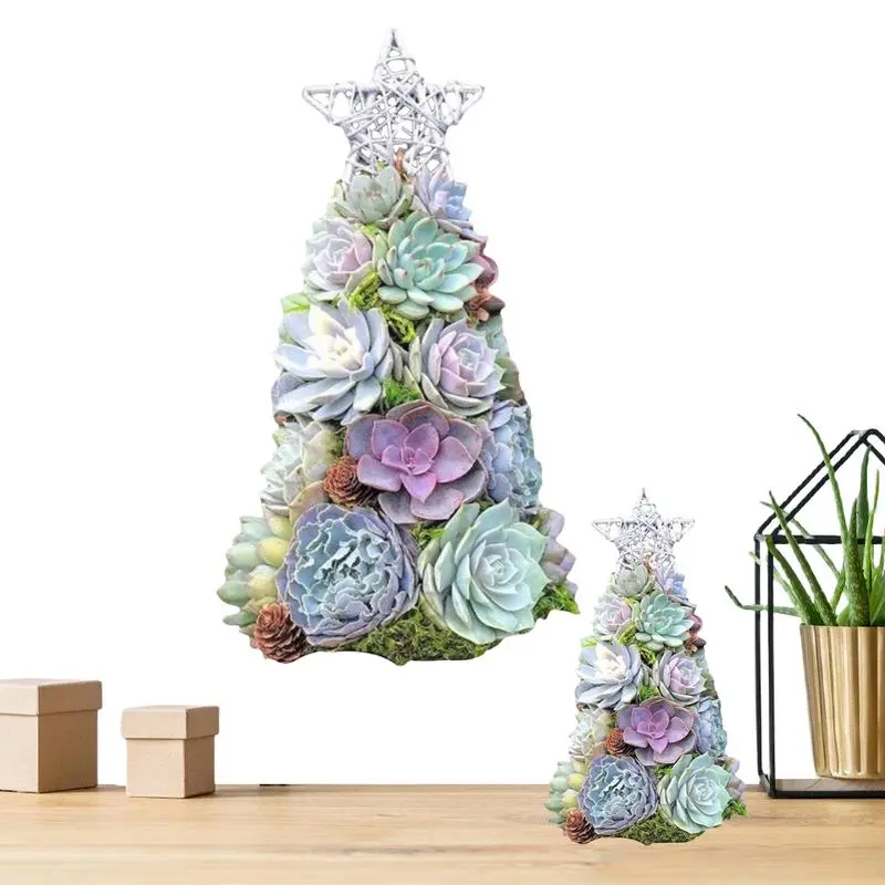 Resin Christmas Tree Figurine Christmas Figurines Artificial Succulent Christmas Tree Miniature Christmas Tree Photography Props