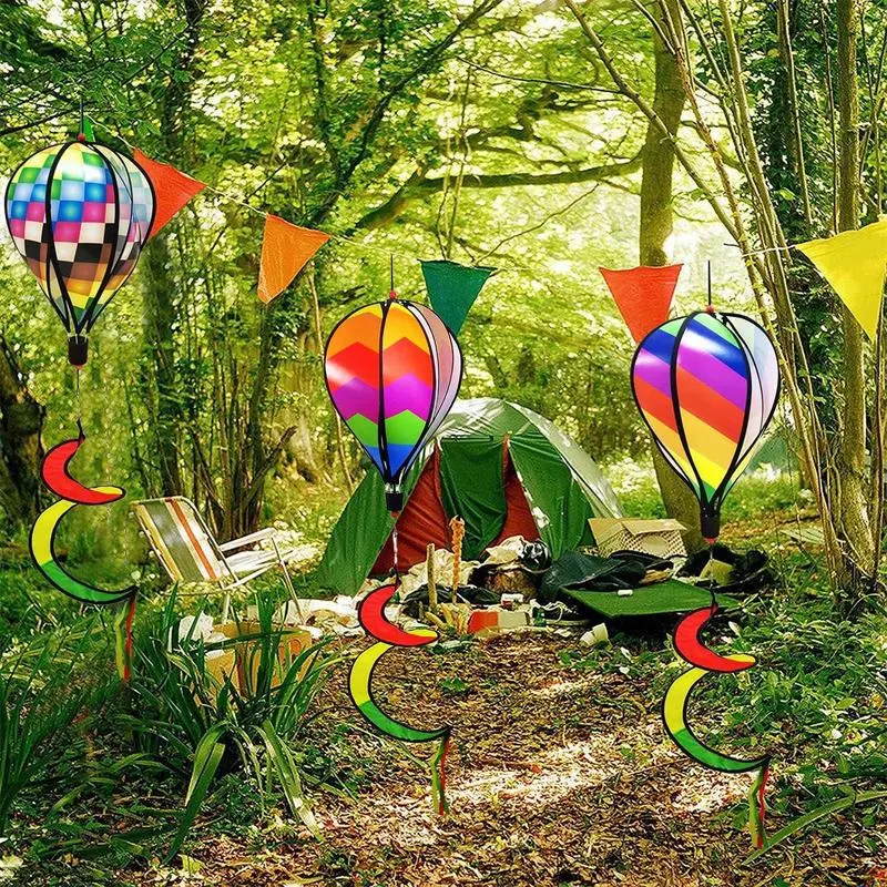 Wind Spinners Outdoor Hot Air Balloon Wind Spinner 3x Hot Air Balloon Twisted Windmills Hangable Windsock Whirlygig Pinwheels