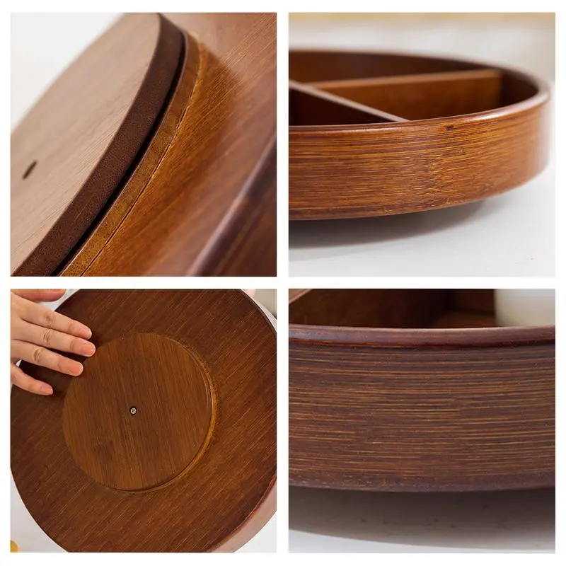Wood Turntable Organizer Turntable Spices Storage Tray Versatile Organizer Condiment Bottle Rack Cabinet Organizer Shelf 12Inch