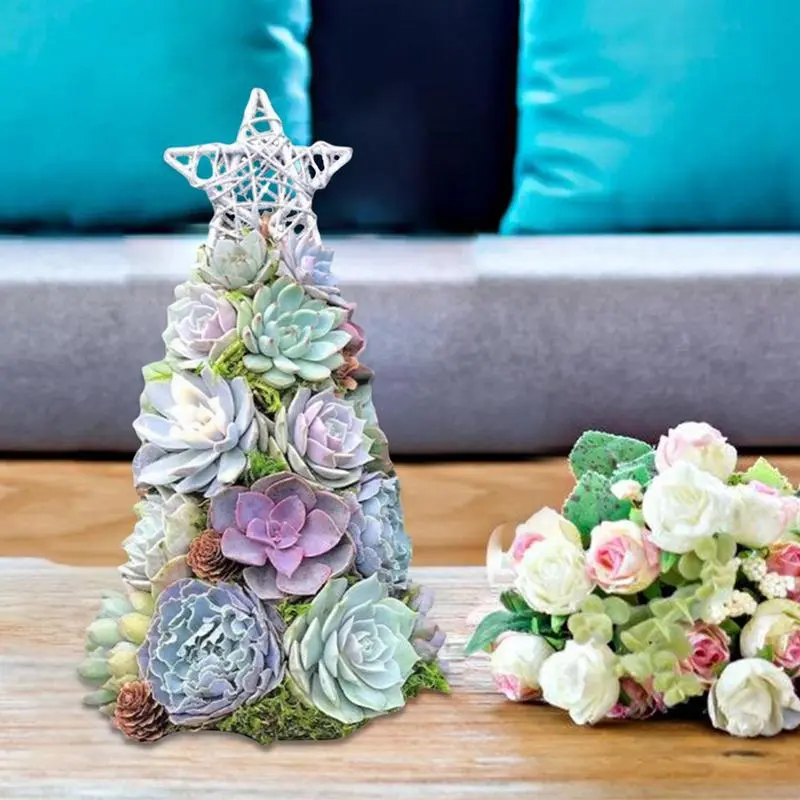 Resin Christmas Tree Figurine Christmas Figurines Artificial Succulent Christmas Tree Miniature Christmas Tree Photography Props