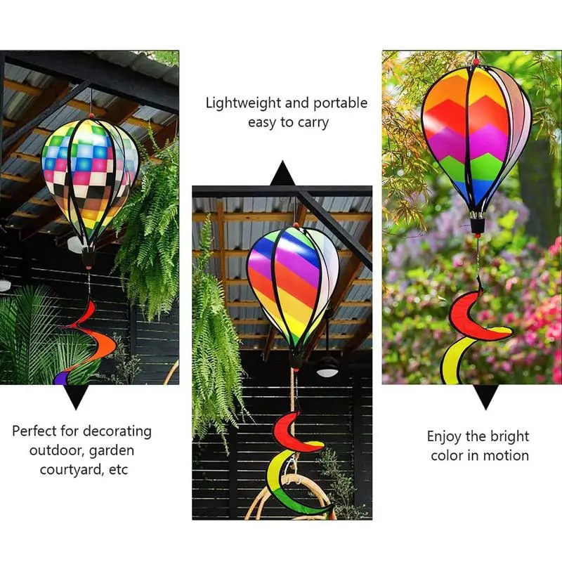 Wind Spinners Outdoor Hot Air Balloon Wind Spinner 3x Hot Air Balloon Twisted Windmills Hangable Windsock Whirlygig Pinwheels