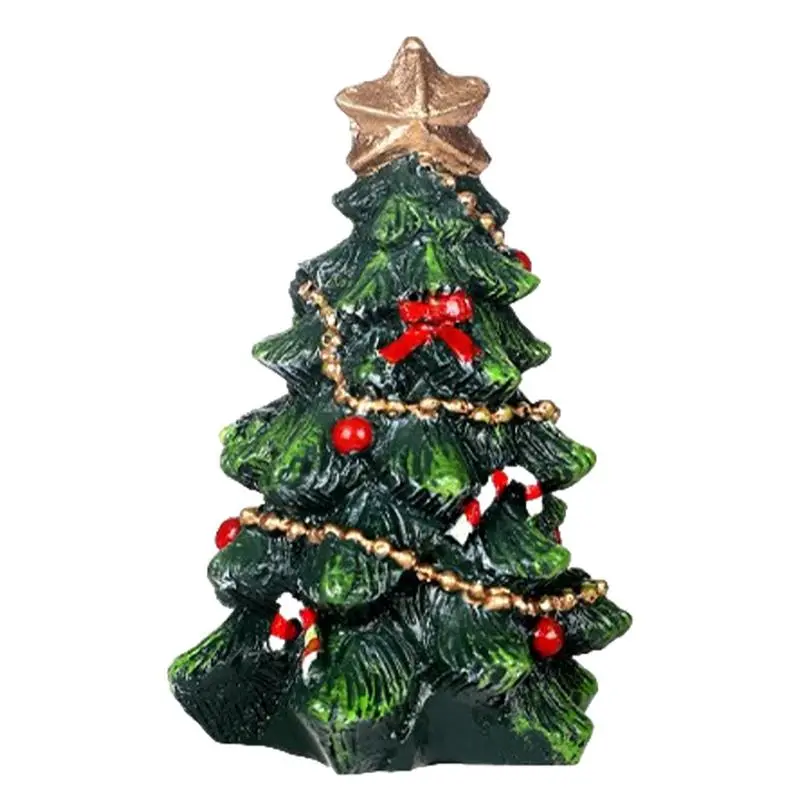 Resin Christmas Tree Figurine Christmas Figurines Artificial Succulent Christmas Tree Miniature Christmas Tree Photography Props