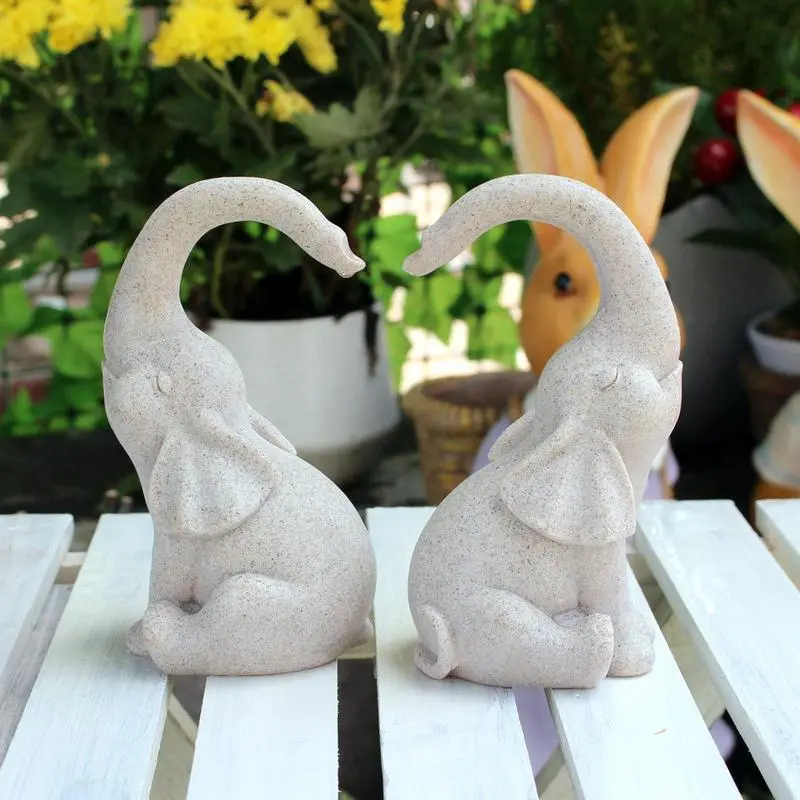 Love Elephant Statue Elephants Figurines Loving Elephants Set Cute Couple Elephant Ornaments  Elephant Figurine Ornament Decor