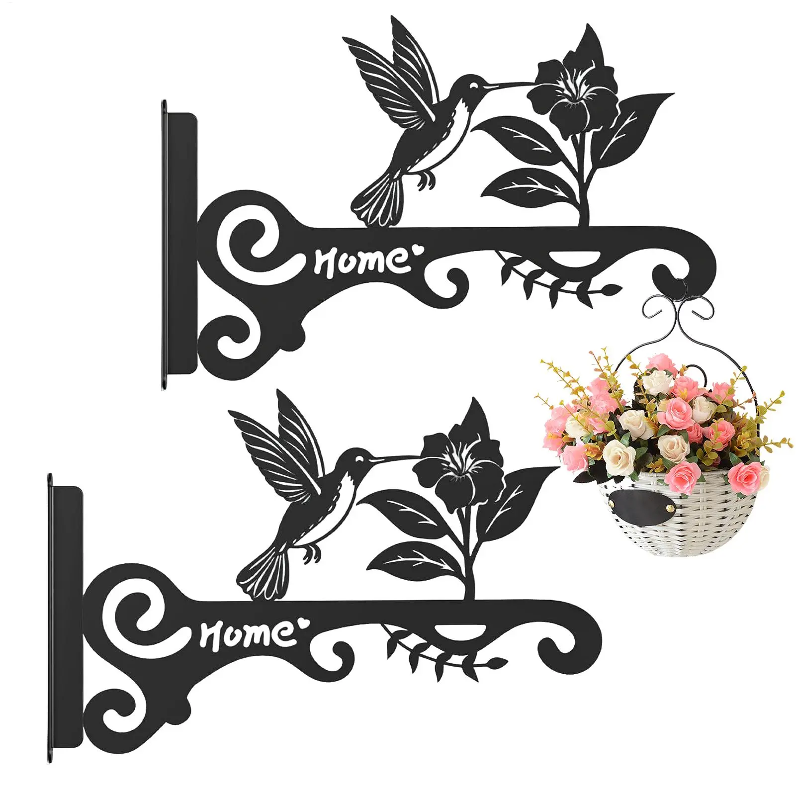 2pcs wall Plant Hangers Garden Iron Hook Bracket Garden Plant Hanger Hook Wall Decor Metal Rack Wall Mounted for Patio Lantern