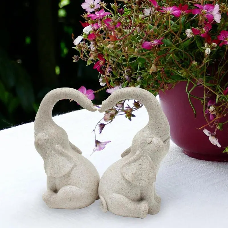 Love Elephant Statue Elephants Figurines Loving Elephants Set Cute Couple Elephant Ornaments  Elephant Figurine Ornament Decor
