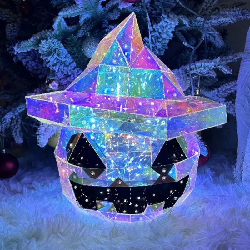 Prismatic Rainbow Pumpkin Funny Colorful Glow Lights Prismatic Pumpkin LED Lights Rainbow Halloween Light Up Rainbow Pumpkin