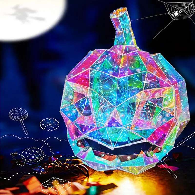 Prismatic Rainbow Pumpkin Funny Colorful Glow Lights Prismatic Pumpkin LED Lights Rainbow Halloween Light Up Rainbow Pumpkin