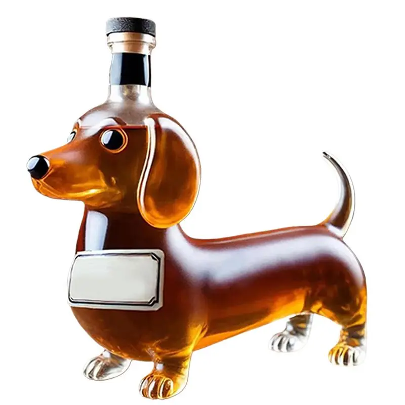 Whiskey Bottles Glass Dachshunds Statue Wine Bottles Funny Playful Liquor Flask Safe Glassware Wine Glass Bottle Crystal Cup