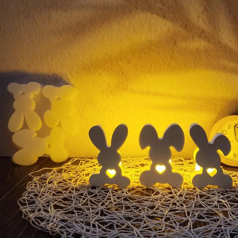 Easter Bunny Molds Easter Soap Molds 3-Cavity Easter Silicone Rabbit Fondant Baking Mold For Soap Cookie Chocolate Cake Cupcake
