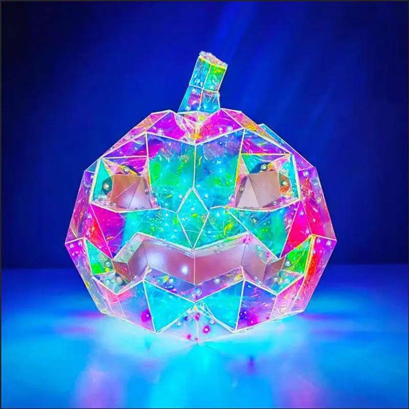 Prismatic Rainbow Pumpkin Funny Colorful Glow Lights Prismatic Pumpkin LED Lights Rainbow Halloween Light Up Rainbow Pumpkin