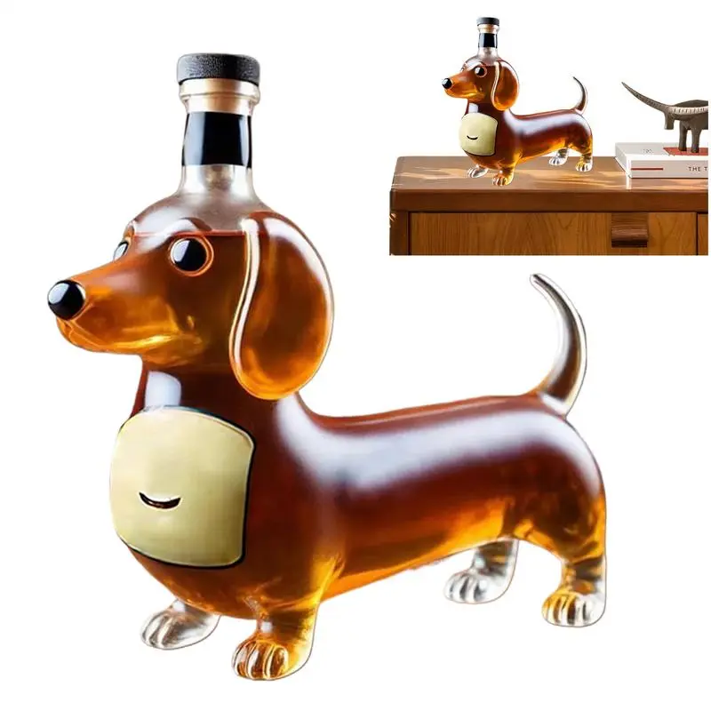 Whiskey Bottles Glass Dachshunds Statue Wine Bottles Funny Playful Liquor Flask Safe Glassware Wine Glass Bottle Crystal Cup