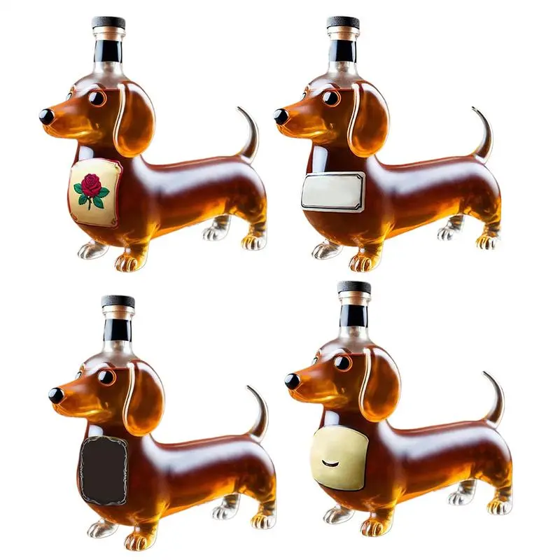 Whiskey Bottles Glass Dachshunds Statue Wine Bottles Funny Playful Liquor Flask Safe Glassware Wine Glass Bottle Crystal Cup