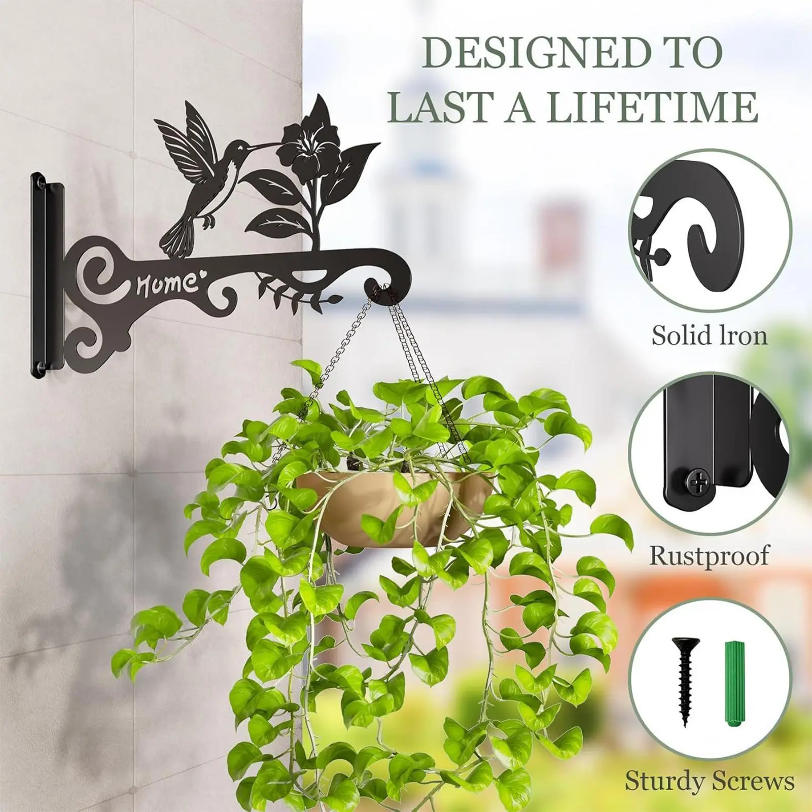 2pcs wall Plant Hangers Garden Iron Hook Bracket Garden Plant Hanger Hook Wall Decor Metal Rack Wall Mounted for Patio Lantern