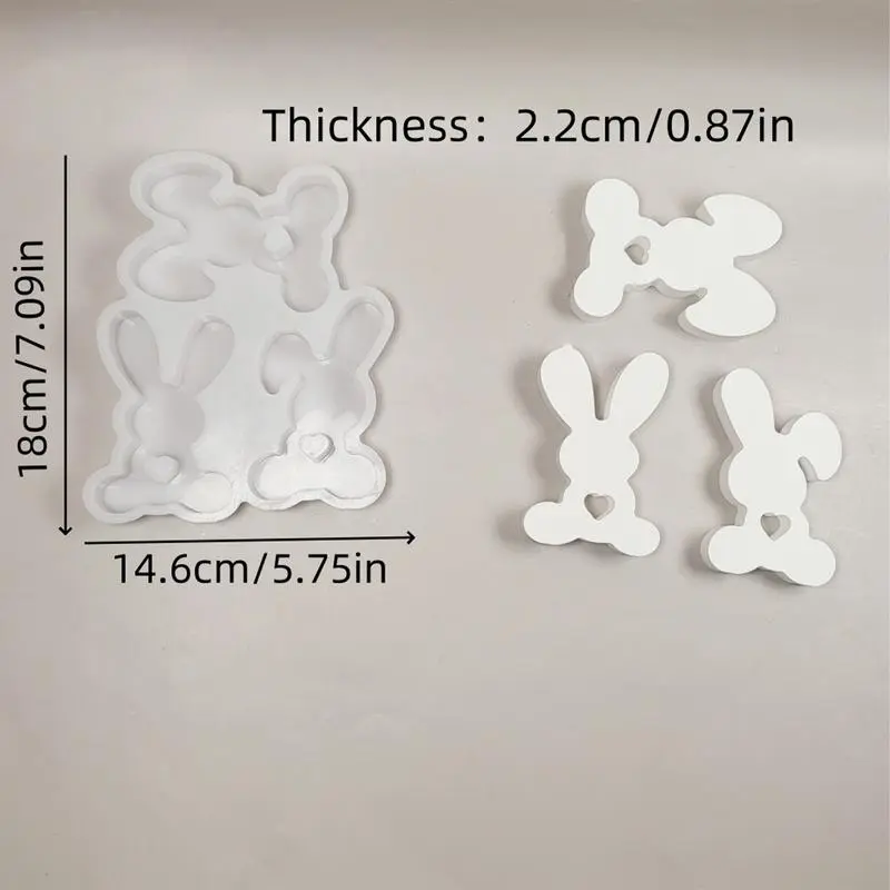 Easter Bunny Molds Easter Soap Molds 3-Cavity Easter Silicone Rabbit Fondant Baking Mold For Soap Cookie Chocolate Cake Cupcake