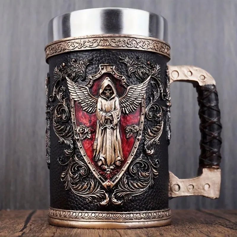 500ml Skull Coffee Mug Stainless Steel Water Container Reusable Cocktail Mug Skull Beer Mug Coffee Cup Tankard Stein Cup
