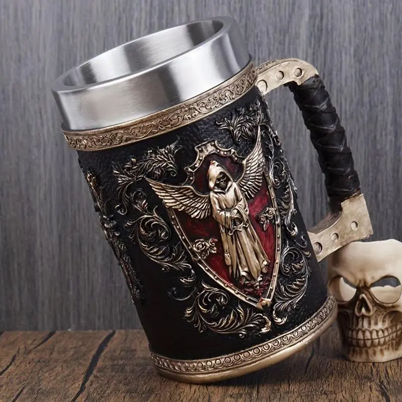 500ml Skull Coffee Mug Stainless Steel Water Container Reusable Cocktail Mug Skull Beer Mug Coffee Cup Tankard Stein Cup