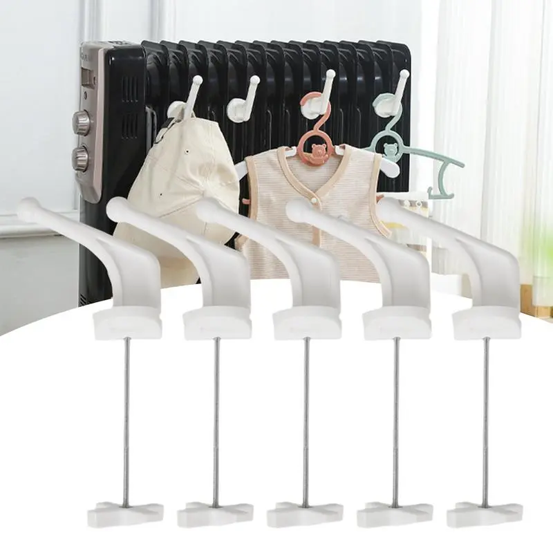 Radiator Holder Hook 5X General Heated Towel Radiator Hook Set Heat-resistant Thicken Towel Warmer Bar Hooks No-Punch For Hotel