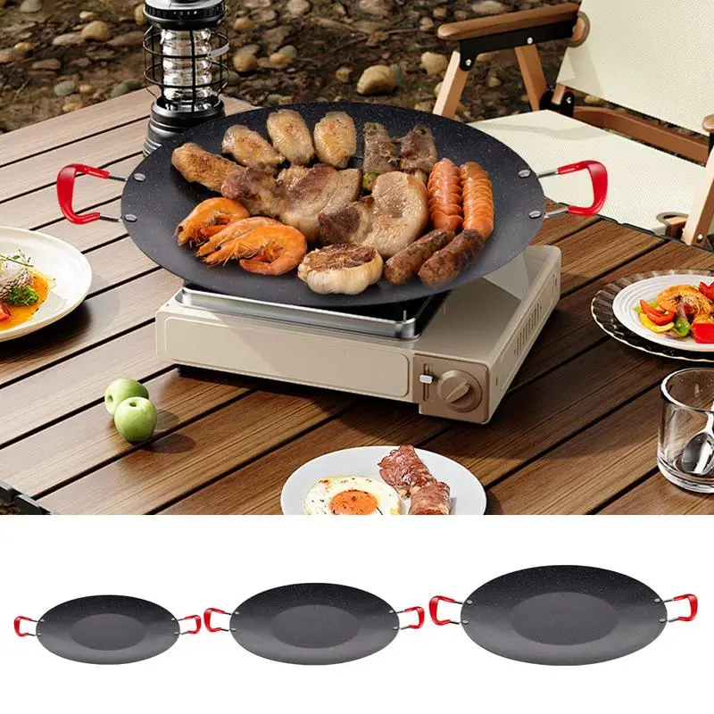 Indoor Grill Pan Stovetop Grill BBQ Korean Pan Round Griddle Pan Non-Stick Indoor Korean Grill Korean Barbecue Grill With Handle