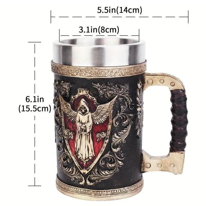 500ml Skull Coffee Mug Stainless Steel Water Container Reusable Cocktail Mug Skull Beer Mug Coffee Cup Tankard Stein Cup