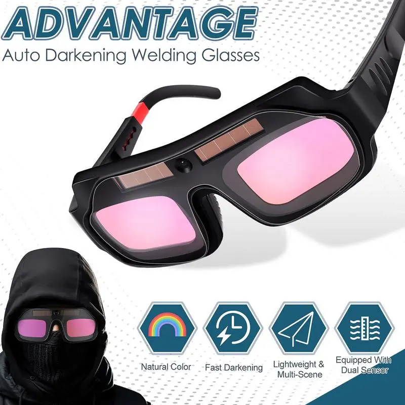 Glasses solar welding goggles Auto-dimming Welder Glasses Welding Safety Glasses Ventilated Face Shield Adjustable UV-resistant