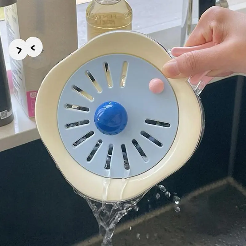Fruit Strainer Container With Lid Fruit Drainer Container Foldable Handle 2 In 1 Storage Solution For Refrigerator Outdoor
