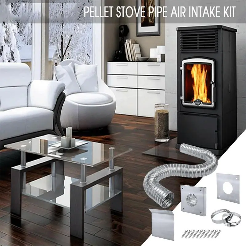 Vent Pipe For Pellet Stove Fireplace & Stove Accessories Heat Resistant Design Sturdy Air Intake Kit Fireplace Tool Sets