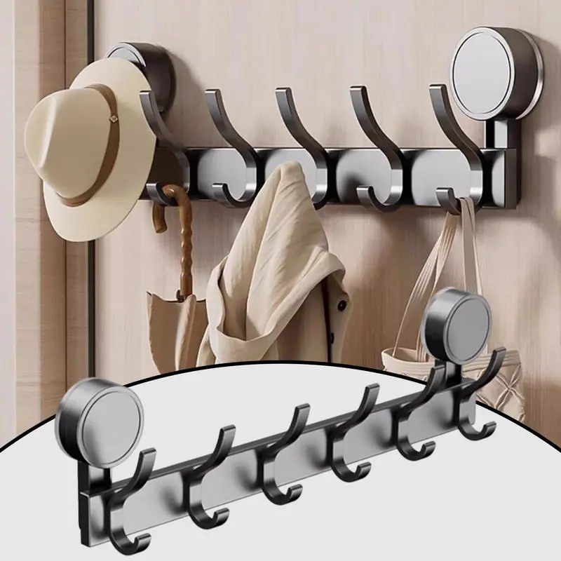 Wall Mounted Coat Rack Wall Hooks Jacket Hanger Wall Mount Space Aluminum Entryway Coat Rack 6 Hooks Anti-scratch Hooks