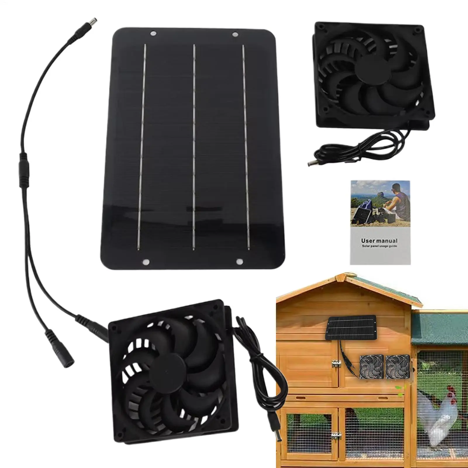 Solar Powered Double Fan Solar Powered Fan Waterproof Duall Exhaust Fan Powerful Cooling Ventilation For Camping Greenhouse