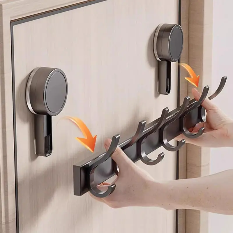 Wall Mounted Coat Rack Wall Hooks Jacket Hanger Wall Mount Space Aluminum Entryway Coat Rack 6 Hooks Anti-scratch Hooks