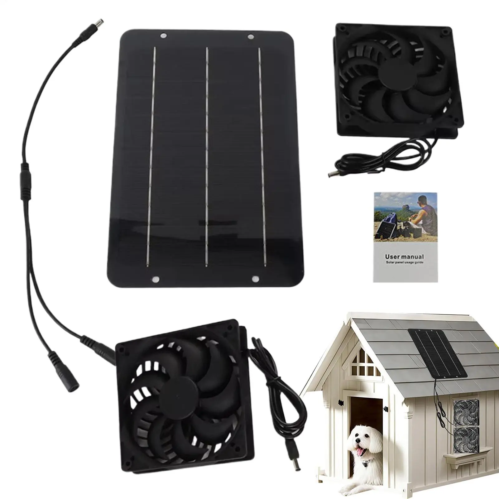 Solar Powered Double Fan Solar Powered Fan Waterproof Duall Exhaust Fan Powerful Cooling Ventilation For Camping Greenhouse