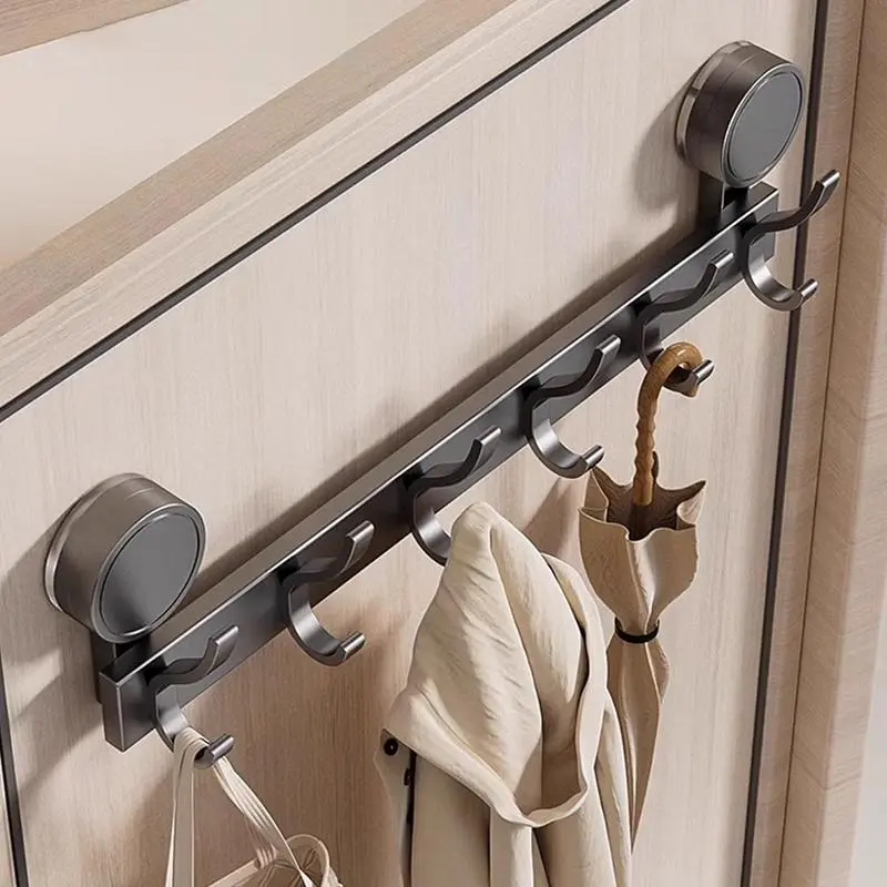 Wall Mounted Coat Rack Wall Hooks Jacket Hanger Wall Mount Space Aluminum Entryway Coat Rack 6 Hooks Anti-scratch Hooks