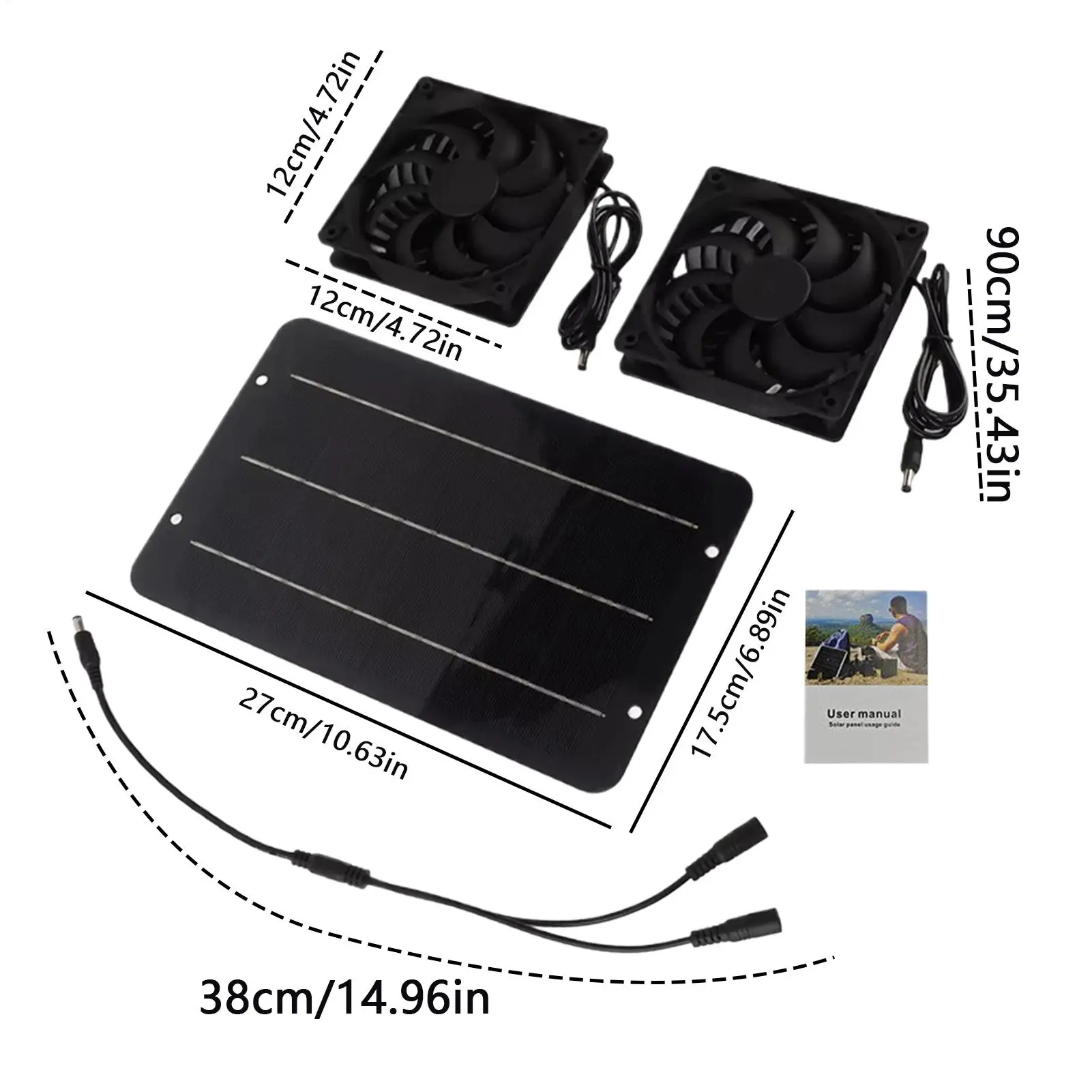 Solar Powered Double Fan Solar Powered Fan Waterproof Duall Exhaust Fan Powerful Cooling Ventilation For Camping Greenhouse