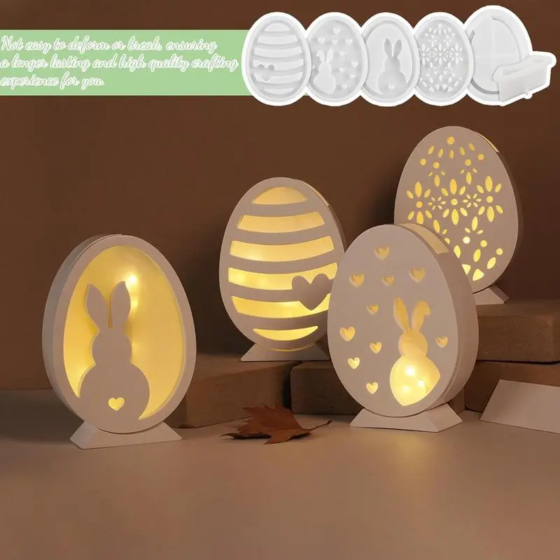 Easter Silicone Molds Craft Molds 3D Silicone Mold Set Handmade Craft Moulds For Easter Eggs And Rabbit Silhouettes Candle
