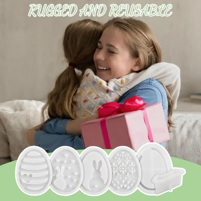 Easter Silicone Molds Craft Molds 3D Silicone Mold Set Handmade Craft Moulds For Easter Eggs And Rabbit Silhouettes Candle