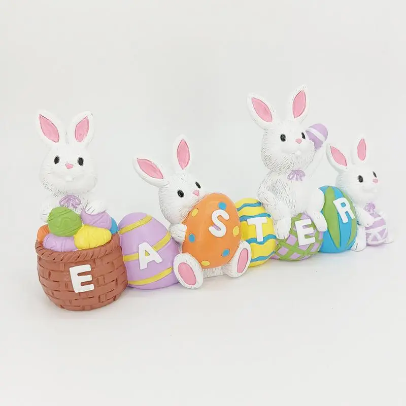 Easter bunny egg decorations Easter Indoor Rabbit Easter Table Decoration Resin Rabbit Statue Garden Statues Cute Bunny Decor