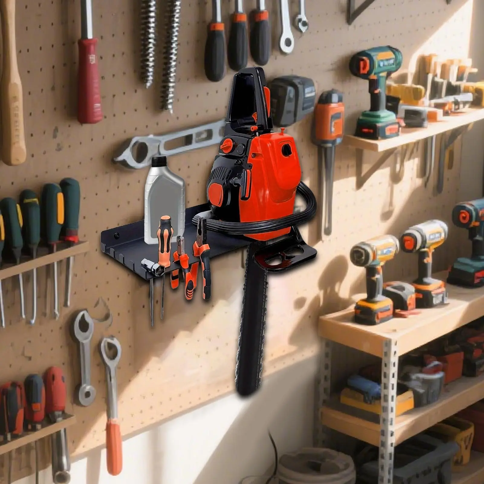 Chainsaw Holder For Tractor Wall Mount Heavy Duty Garage Storage Home Organization For Spanner Wrench Log Lawn Grass Garden