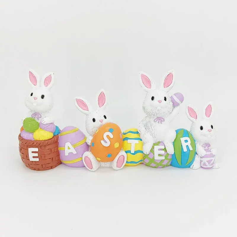 Easter bunny egg decorations Easter Indoor Rabbit Easter Table Decoration Resin Rabbit Statue Garden Statues Cute Bunny Decor