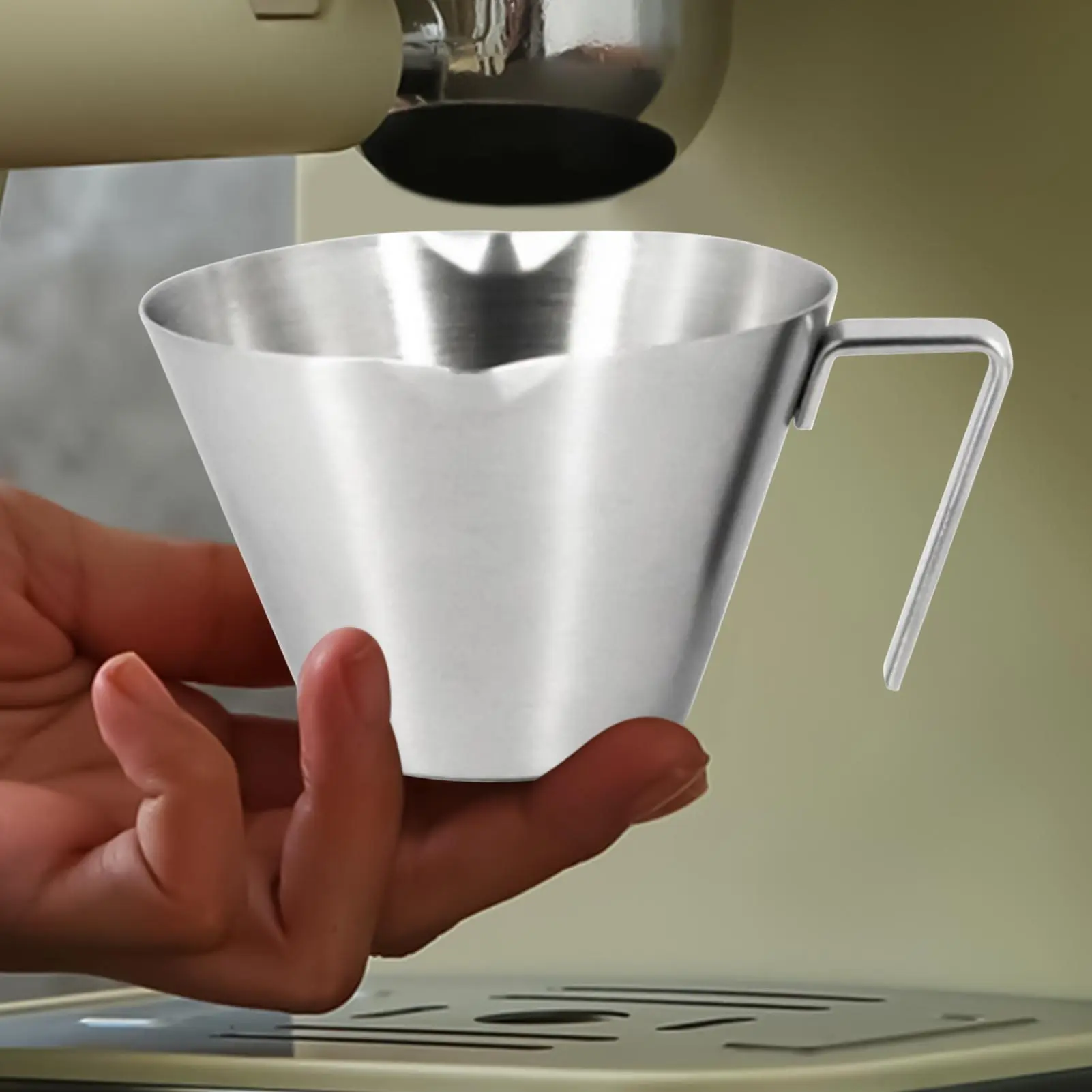 Coffee Measuring Cup Measurement Cup Stainless Steel Heat-Resistant Three Scale Beaker with Handle Double Spout Pitcher for
