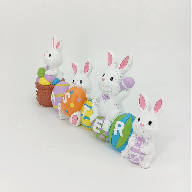 Easter bunny egg decorations Easter Indoor Rabbit Easter Table Decoration Resin Rabbit Statue Garden Statues Cute Bunny Decor