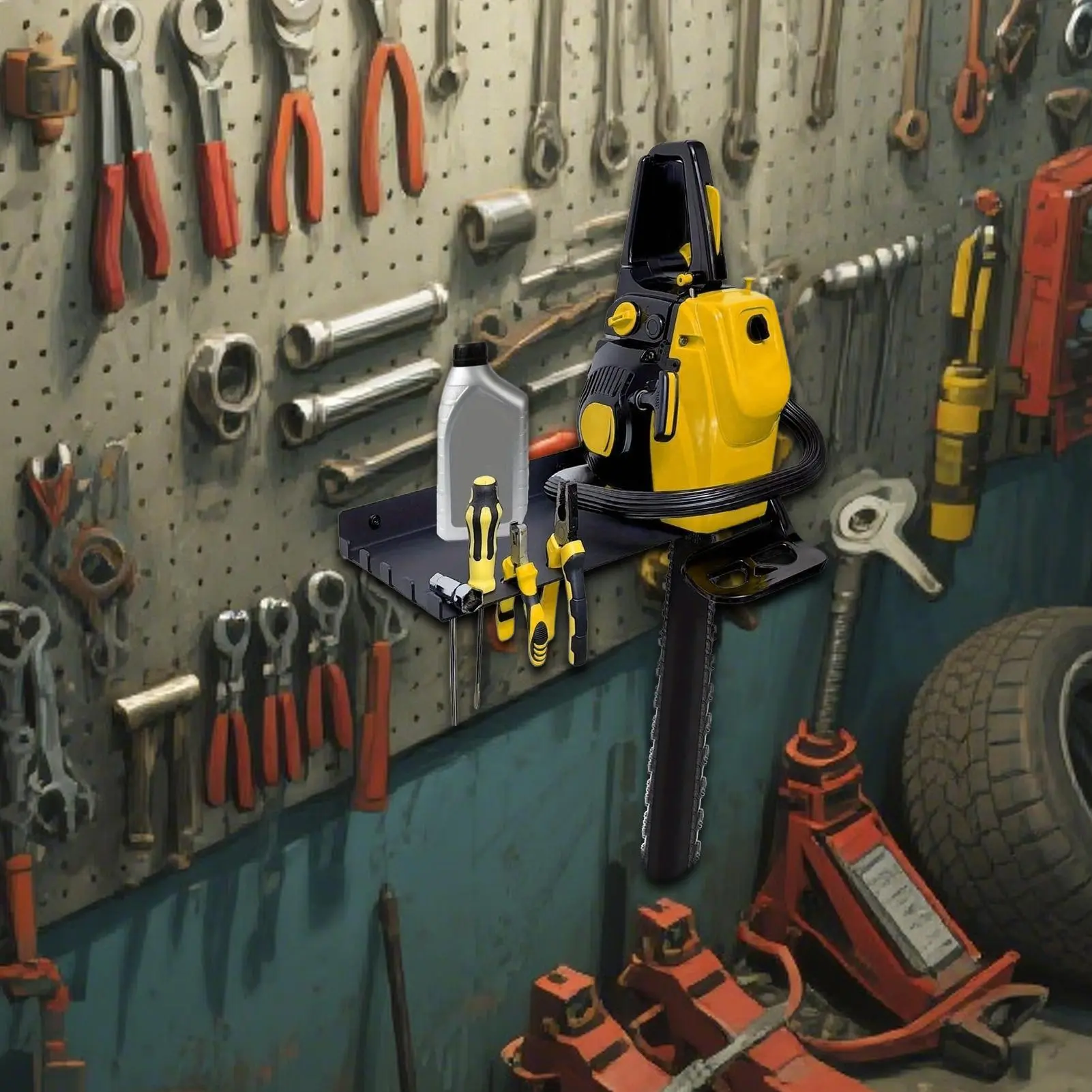 Chainsaw Holder For Tractor Wall Mount Heavy Duty Garage Storage Home Organization For Spanner Wrench Log Lawn Grass Garden