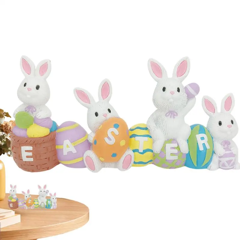 Easter bunny egg decorations Easter Indoor Rabbit Easter Table Decoration Resin Rabbit Statue Garden Statues Cute Bunny Decor