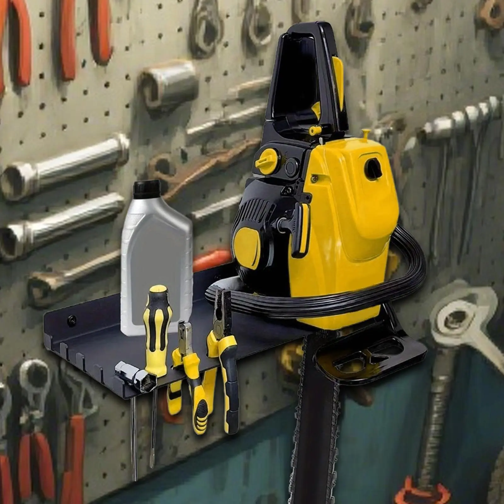 Chainsaw Holder For Tractor Wall Mount Heavy Duty Garage Storage Home Organization For Spanner Wrench Log Lawn Grass Garden