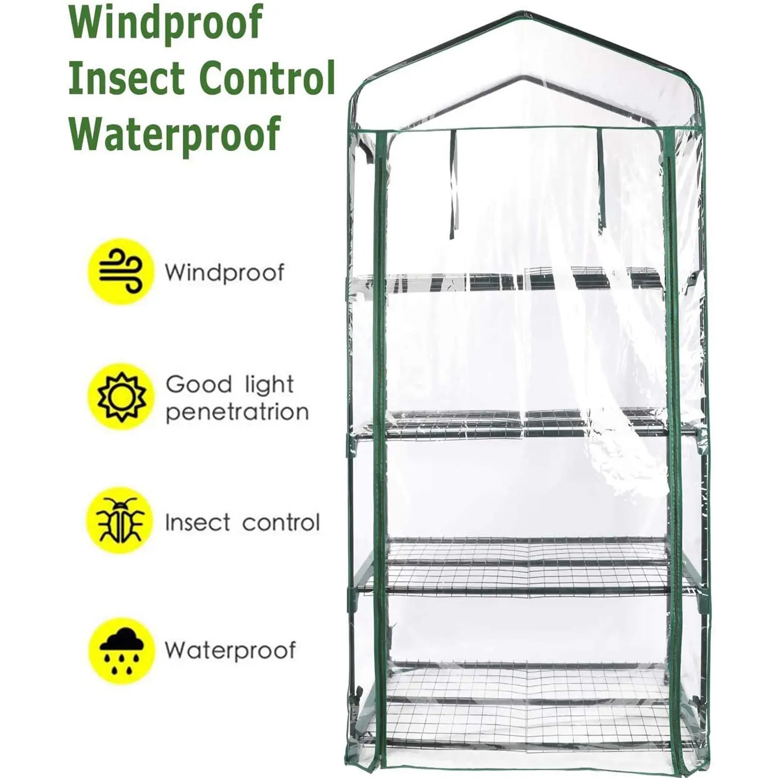 57X38X160CM Greenhouse Cover Transparent Rainproof 4-layer PVC Cover Durable Outdoor Plant Supplies Without Iron Stand 2021