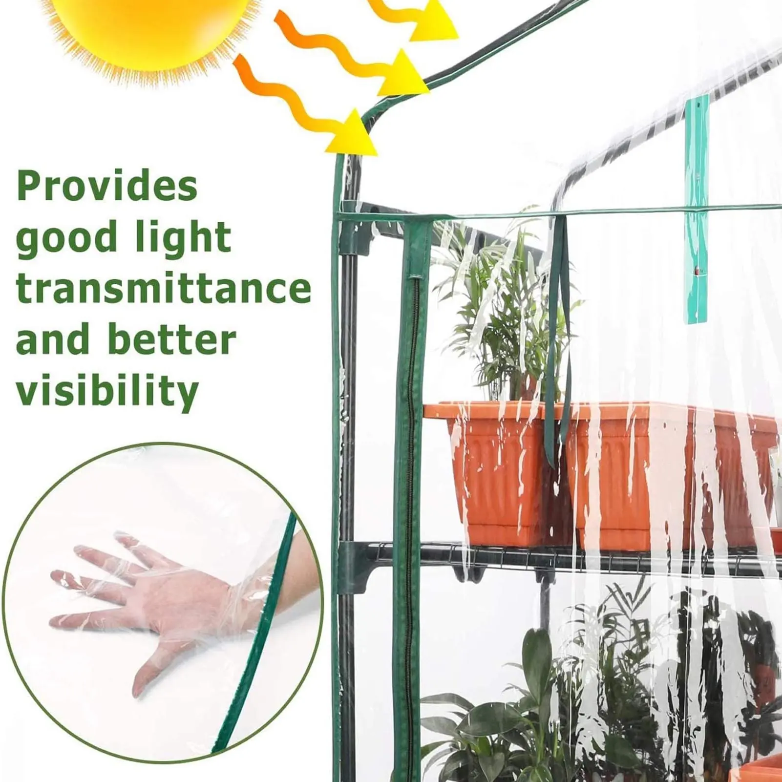 57X38X160CM Greenhouse Cover Transparent Rainproof 4-layer PVC Cover Durable Outdoor Plant Supplies Without Iron Stand 2021