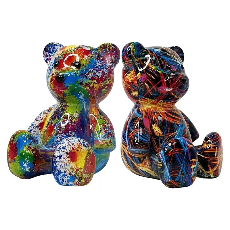 Resin Statue Resin Sitting Bear Sculpture Trendy Miniature Doll Home Decoration for Garden Holiday Furnishing Dorm Cabinet