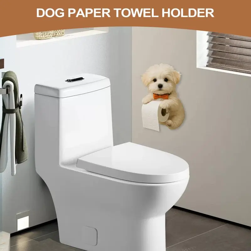 Toilet Paper Holder Animal Paper Towel Holder Space-Saving Decorative Dog Shape Creative Rack For Kitchen Small Spaces Farmhouse