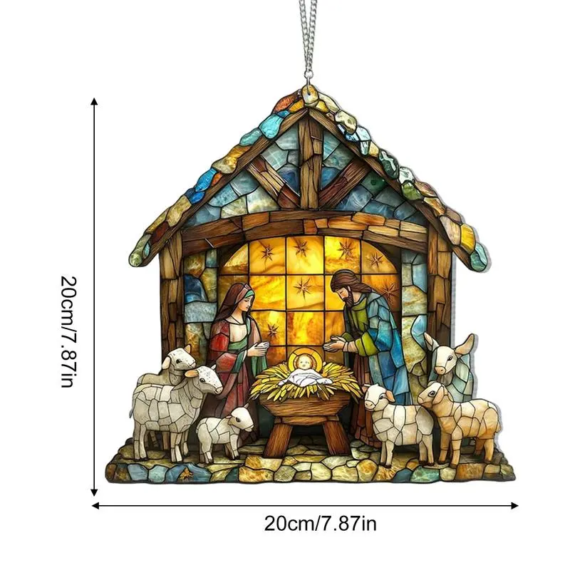 Jesus Sun Catcher Acrylic Festival Colorful Sun Catcher Hand-Painted Christmas Nativity Home Decorations For Kitchen Living Room