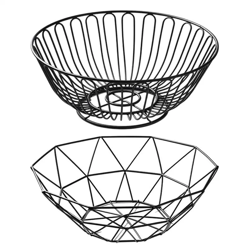 Wire Fruit Basket Counter Vegetable Snack Bread Storage Bowl Simple Fruit Basin Kitchen Eggs Dessert Holder Organizer Fruit Bowl