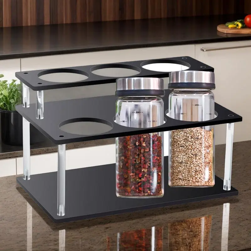 Coffee Syrup Organizer Acrylic Coffee Syrup Stand Rack 2-Tier Stand Storage Organizer Display Shelf Station Kitchen Accessories